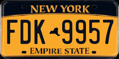NY license plate FDK9957