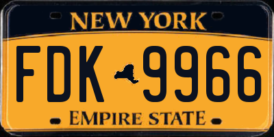 NY license plate FDK9966