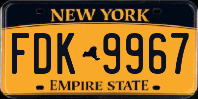 NY license plate FDK9967