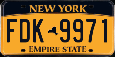 NY license plate FDK9971