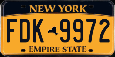 NY license plate FDK9972
