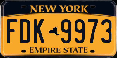NY license plate FDK9973