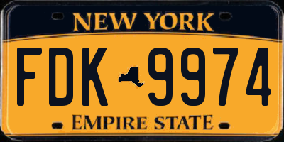 NY license plate FDK9974