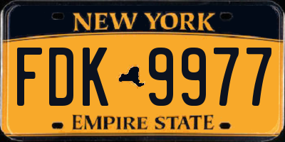 NY license plate FDK9977