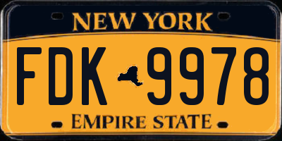 NY license plate FDK9978