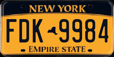 NY license plate FDK9984