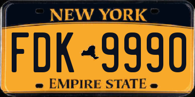 NY license plate FDK9990