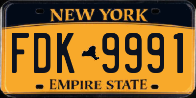 NY license plate FDK9991