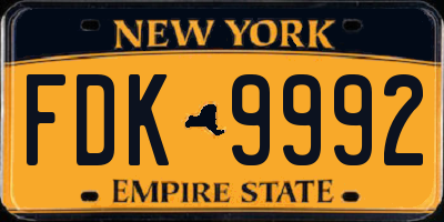 NY license plate FDK9992