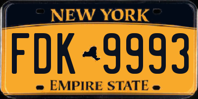 NY license plate FDK9993