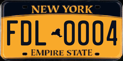 NY license plate FDL0004