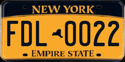 NY license plate FDL0022