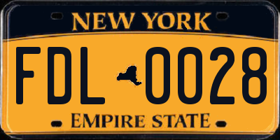NY license plate FDL0028