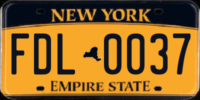 NY license plate FDL0037