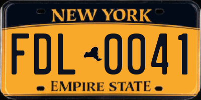 NY license plate FDL0041