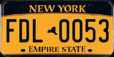 NY license plate FDL0053