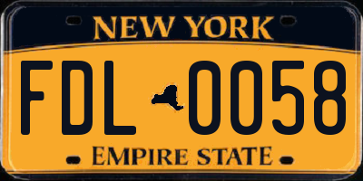 NY license plate FDL0058
