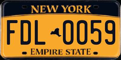 NY license plate FDL0059
