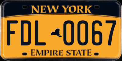 NY license plate FDL0067