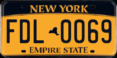 NY license plate FDL0069