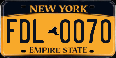 NY license plate FDL0070