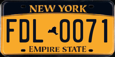 NY license plate FDL0071