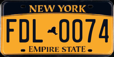 NY license plate FDL0074