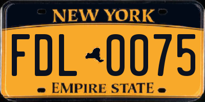 NY license plate FDL0075