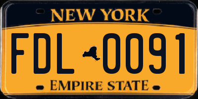 NY license plate FDL0091