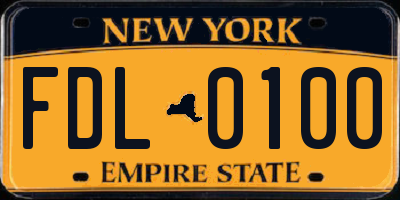 NY license plate FDL0100