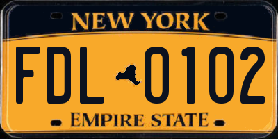 NY license plate FDL0102