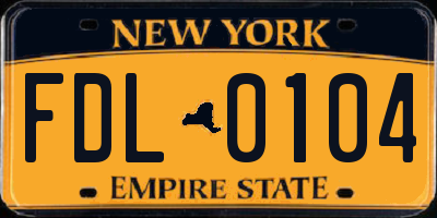 NY license plate FDL0104