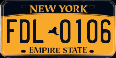 NY license plate FDL0106