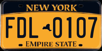 NY license plate FDL0107