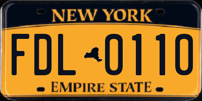 NY license plate FDL0110