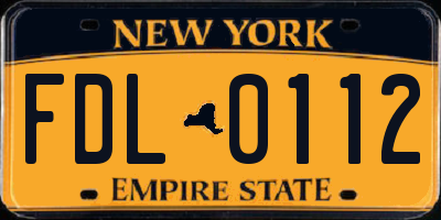 NY license plate FDL0112