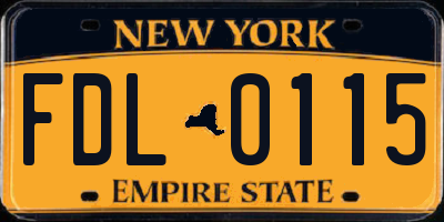 NY license plate FDL0115