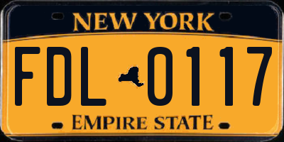 NY license plate FDL0117