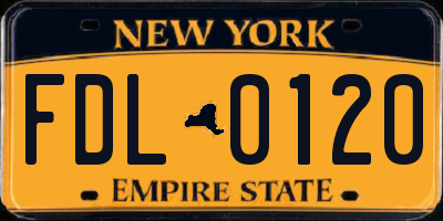 NY license plate FDL0120