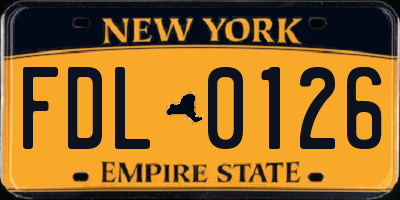 NY license plate FDL0126