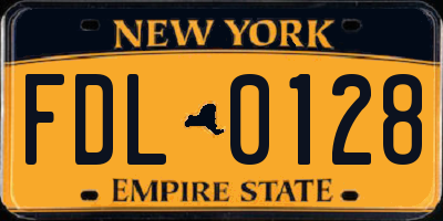 NY license plate FDL0128