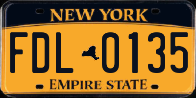 NY license plate FDL0135