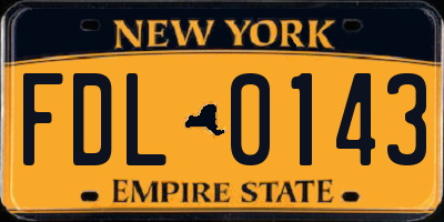 NY license plate FDL0143