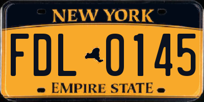 NY license plate FDL0145