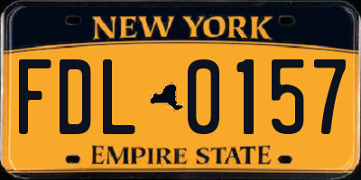 NY license plate FDL0157