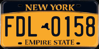 NY license plate FDL0158