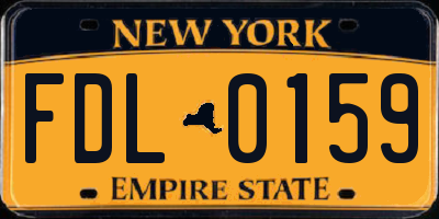 NY license plate FDL0159