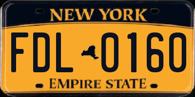 NY license plate FDL0160