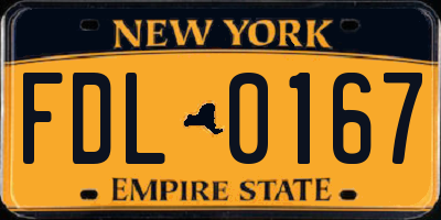 NY license plate FDL0167