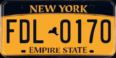 NY license plate FDL0170
